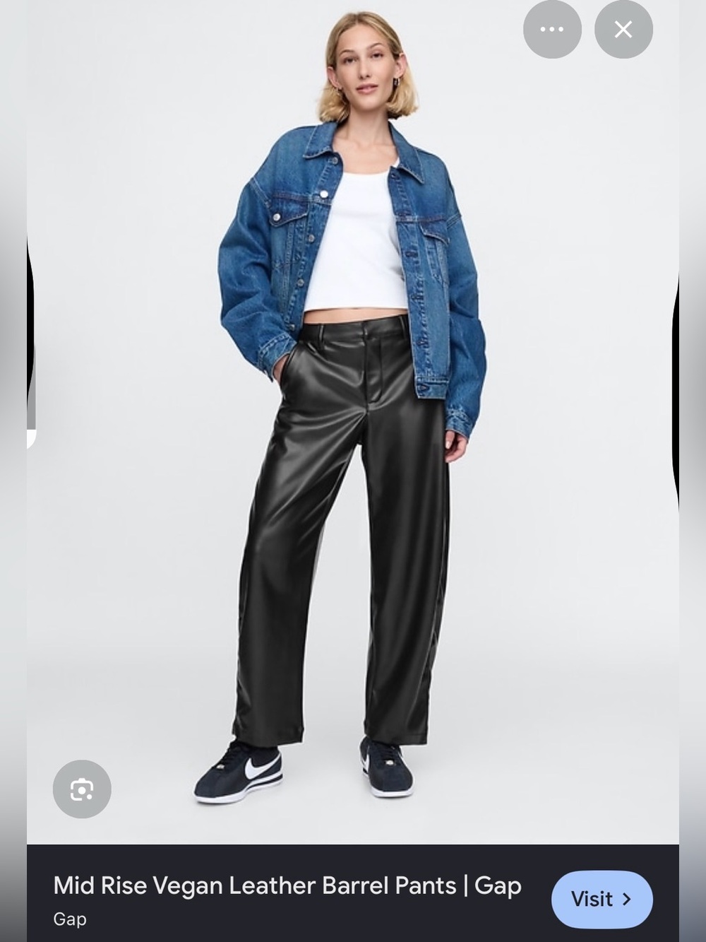 GAP Mid Rise Vegan Leather Barrel Pants - Black - 00 Petite - NWT